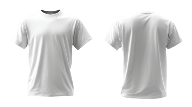 High-resolution blank white t-shirt PNG template with seamless transparent background and crisp cutout edges for versatile apparel mockups and graphic design integration