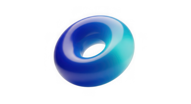 Ai generated image of blue and green abstract torus shape isolated on transparent background - Powered by Adobe