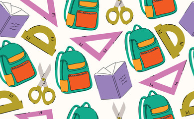 School stationery seamless pattern