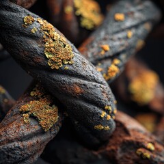 Close-Up of Rusty Twisted Metal with Green and Brown Patina Finishes