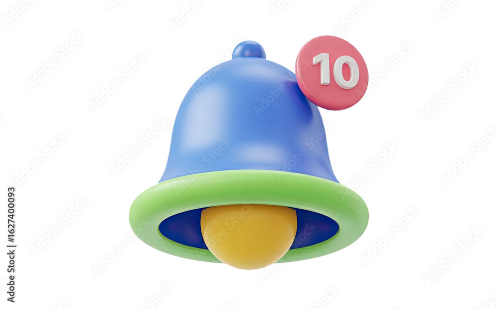 Poster receive 10 new notifications with this vibrant alert bell, grabbing instant attention for your app o
