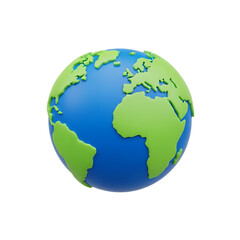 Fototapeta premium Stylized 3d globe of earth with continents isolated on transparent background