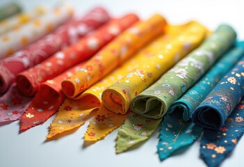 Obraz premium vibrant fabric swatches color palette design textiles inspiration creative patterns decorative textures, art, bright, style, craft, soft, vivid, contrast