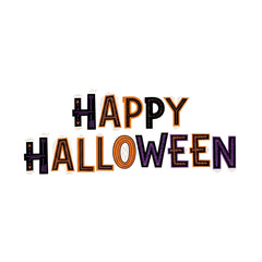 Fototapeta premium Happy halloween text with glowing effect isolated on transparent background