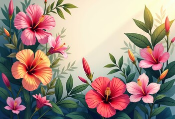 Fototapeta premium vibrant flower leaf vector arrangements colorful design botanical art nature inspiration, tropical, bouquet, petal, plant, flora, greenery, blossom, garden
