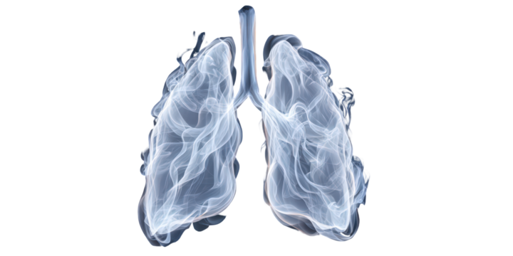Lungs X-Ray Effect - Respiratory System Anatomy on Isolated Transparent Background