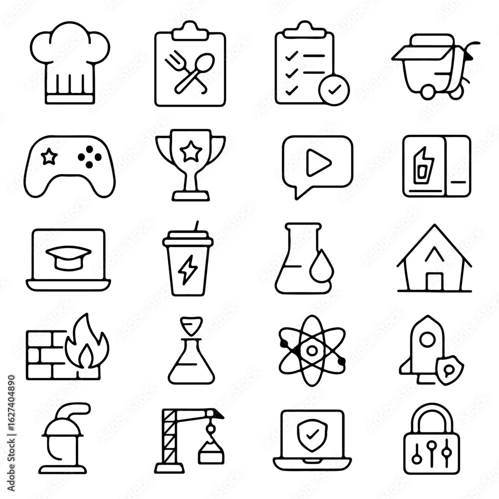 Poster a comprehensive collection of various vector icons, offering a diverse array of visual elements and 