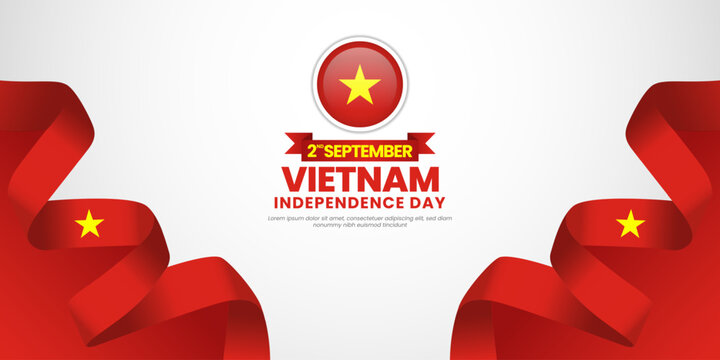 Vietnam national day banner background 2nd september design element with waving ribbon flag