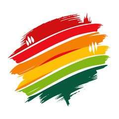 Obraz premium Vibrant abstract brush strokes in red orange yellow and green create a dynamic colorful background design