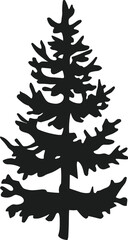 Single Pine Tree Silhouette Vector Illustration