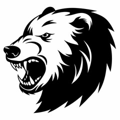 Obraz premium Angry Grizzly Bear Head Roaring Black and White