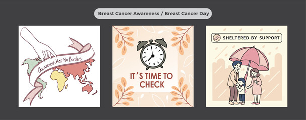 Obraz premium October breast cancer awareness campaign with family support and global reach for early detection and prevention encouragement message