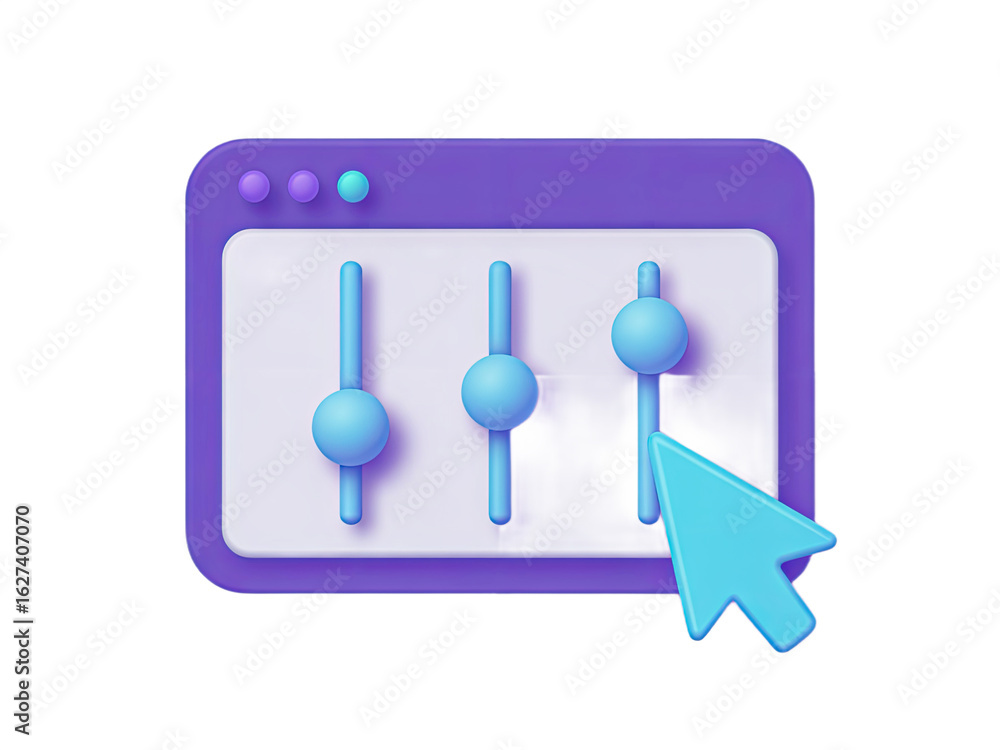 Aufkleber mastering digital settings with a cursor adjusting sliders on a modern interface for ultimate contro