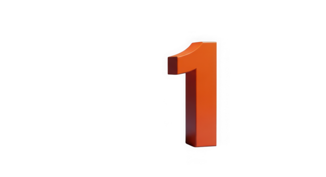 Ai generated image of orange number one isolated on transparent background