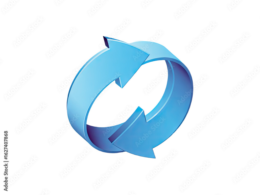 Aufkleber dynamic blue arrows form a circular loop symbolizing renewal, refresh, and continuous process