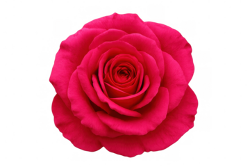 Close-up of a vibrant pink rose in full bloom, isolated on a transparent background, ready for integration into various design projects