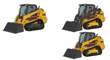 Fototapeta premium Compact Skid Loader Vector with Tracks / Wheels Variation