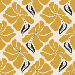 Trendy minimalist seamless botanical pattern with abstract creative hand drawn composition