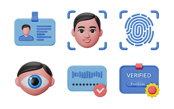 Secure digital identity verification methods including facial recognition, fingerprints, and ID cards for modern access