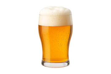 3D Golden Beer Pint with Foam Isolated on a Transparent Background