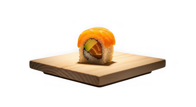 Ai generated image of salmon sushi roll isolated on transparent background