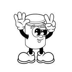 Retro character design of cute measuring cup outline