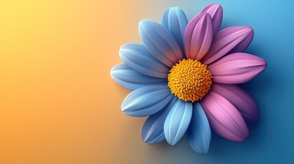 Fototapeta premium Vibrant 3D Flower, gradient background, digital art, nature aesthetic, design element