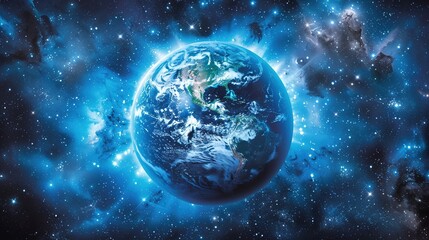 Obraz premium A time-lapse of Earth from space with a fading human silhouette, symbolizing a historic cosmic moment. 