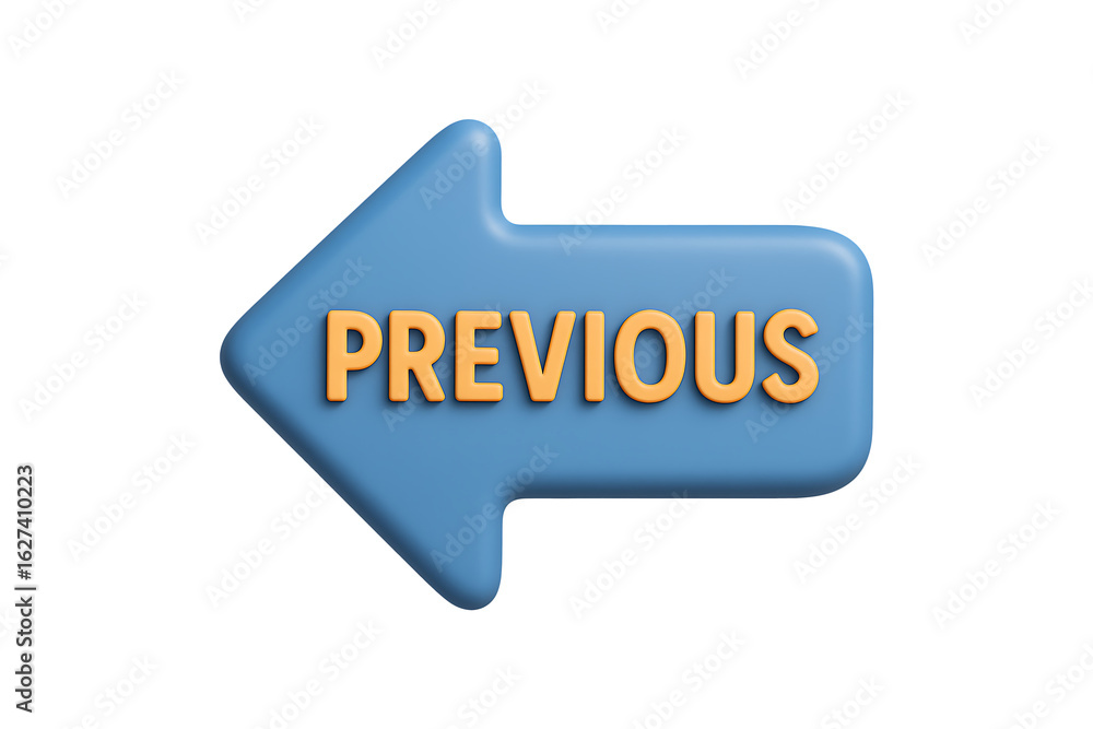 Fototapete 3d previous arrow navigation button isolated on a transparent background