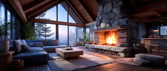 Cozy winter cabin living room (4)