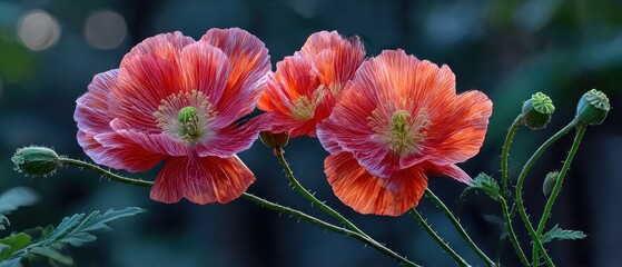 Obraz premium Delicate orange-pink poppies