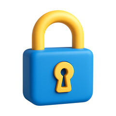 3D Security Padlock Icon Isolated on a Transparent Background