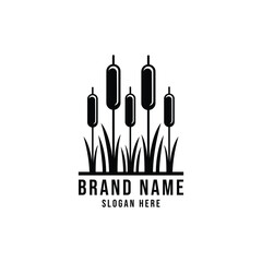Minimalistic Logo with Reeds and Grass Vector Design.
