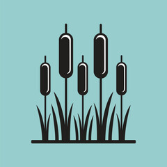 Reed Plant Silhouette Vector Illustration.