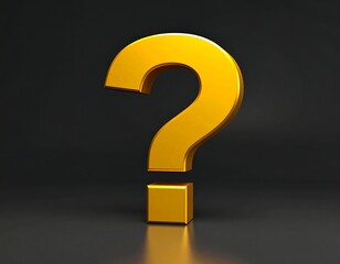 A golden question mark on a dark background reflects subtly