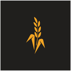 Stylized Wheat logo simple vector and symbol