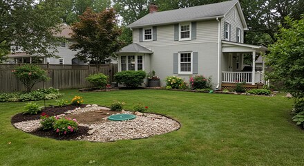 Obraz premium House with Landscaped Yard