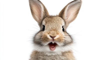 Obraz premium Close-up of a rabbit with wide open mouth