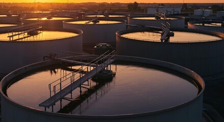 Wastewater Treatment Plant at Sunset