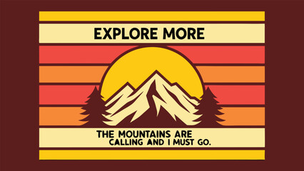 Majestic mountain sunset adventure graphic explore