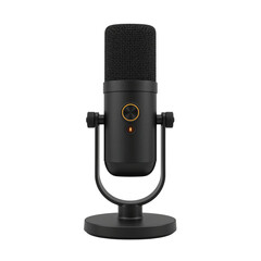 Professional recording microphone with sleek design and a captivating presentation on a plain canvas