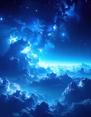 Obraz premium Cosmic cloudscape, vibrant blue