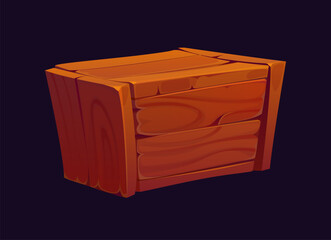 Cartoon pirate wooden chest with treasure for game icon of Caribbean adventure, vector symbol. Pirates wooden chest or ship storage and corsair treasure container box, seafaring and marine case