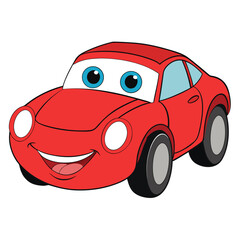 Cartoon Red Car Illustration: Perfect for Kids' Projects and Designs
