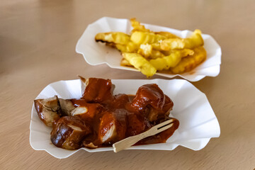 Currywurst mit Pommes