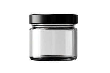 Empty glass jar with black lid