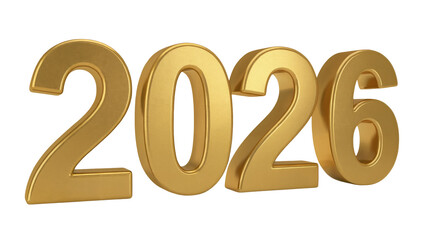 Celebrate achievements and future success with stunning golden 2026 numerals isolated on transparent background