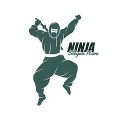 Ninja logo design vector. Silhouette Ninja Character Template Illustration