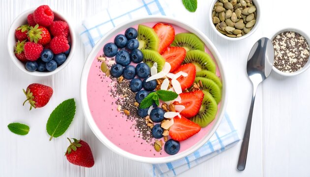 Colorful smoothie bowl with fresh fruit