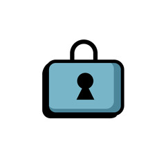 Lock icon cartoon vector. Education and business stationery. Blue colour